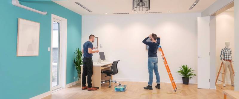 Rénovation de bureaux à Vitrolles, zone des Estroublans : peinture design et modernisation intérieure